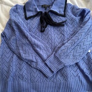 Eloquii Periwinkle Sweater with Black Accents